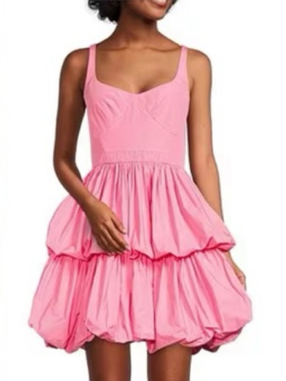 ANTONIO MELANI Pink Tiered Bubble Hem Mini Dress